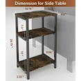 thumbnail image 2 of Mesa auxiliar de 3 niveles, mesa auxiliar resistente con estantes, mesa de noche estrecha para espacios pequeños, mesa con tocadiscos para dormitorio, sala de estar, sofá cama - Marrón rústico y negro, 2 of 8