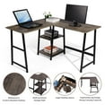 thumbnail image 4 of Homycasa L-Shaped Corner Computer Desk Home Office with Open Shelf, Vintage Brown, 4 of 9
