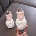 thumbnail image 4 of Xfvqtps Girls Mary Jane Shoes Flats Bow Pearl Hook and Loop Strap Thick Soft Sole Spring Summer Casual Princess Shoes, 4 of 9