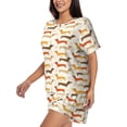 thumbnail image 2 of Naloa Dachshund Women's Short-Sleeved Pajama Set, Loungewear, Summer pajamas, Breathable Cozy - Medium, 2 of 9