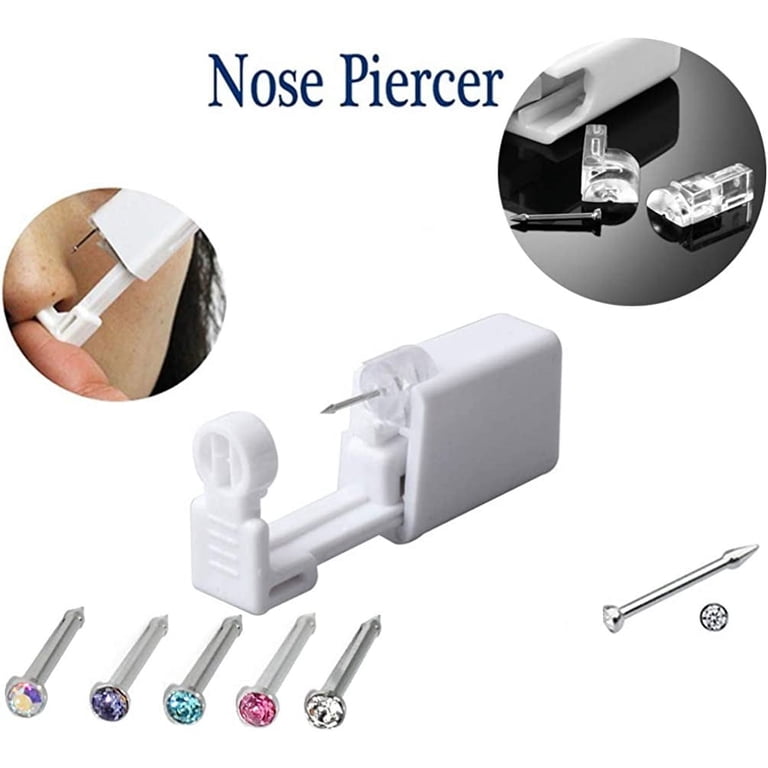 Kit Pistolet à Piercing Nez 4 Pack - Kit Sécurité Avec Anneaux Et Studs Argent/Or