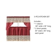 thumbnail image 2 of BR-01 3 Pieces Embroidery Floral Multicolor Window Kitchen Curtain Set 2 Tier + 1 Swag Valance for Kitchen Rod Pocket Top, 2 of 5