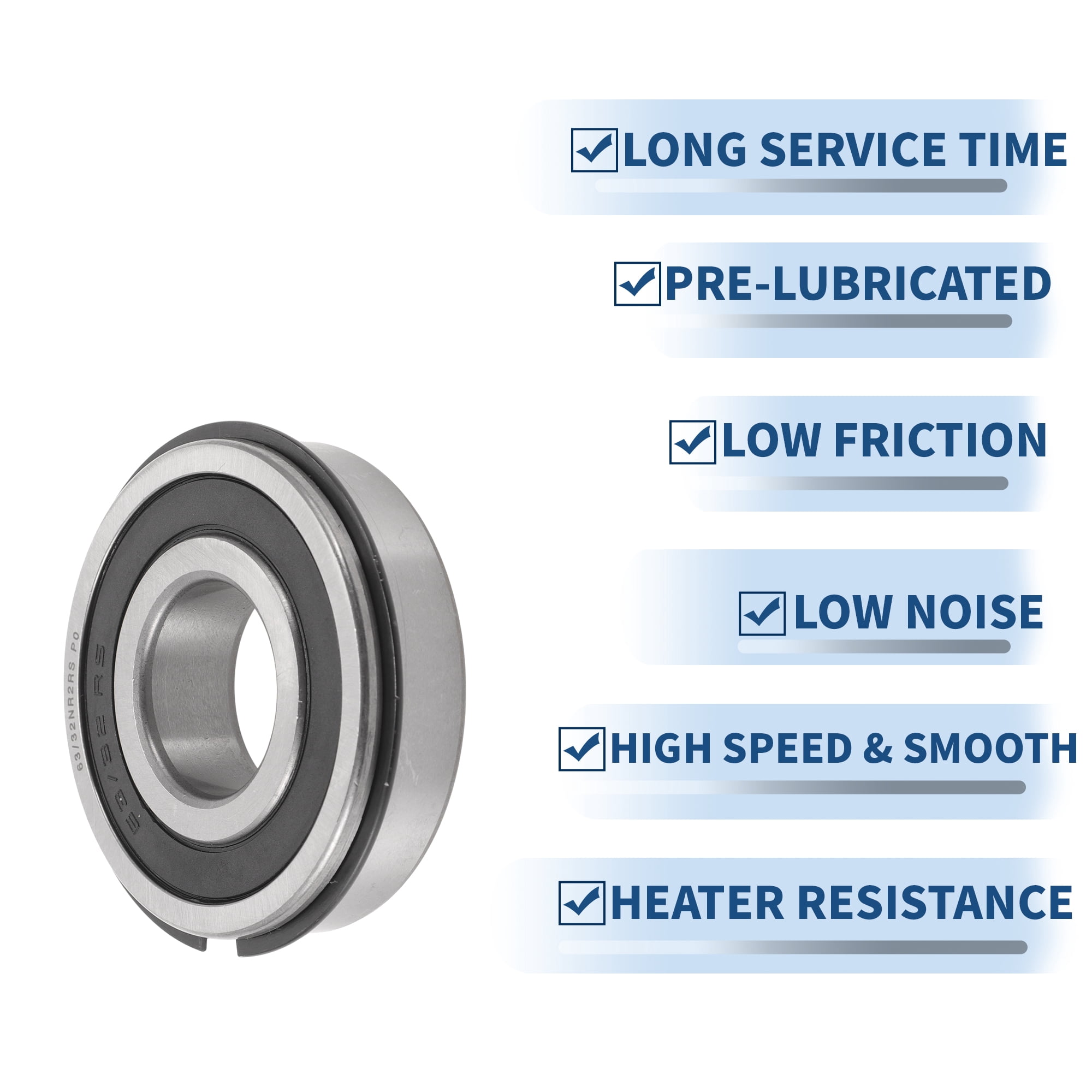 Unique Bargains 63/32NR2RS Deep Groove Ball Bearings 32x75x20mm P0 Double Rubber Seal Lubricated Bearings 1Pc Car Scooter Skateboard Wheel Universal Silver Tone Black