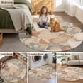 thumbnail image 6 of Vintage Envelope Round Area Rugs Collection 8', Abstract Art Travel Maps Non Slip Indoor Circular Throw Runner Rug Floor Mat Carpet for Living Room Dining Table Bedroom Nursery, 6 of 9