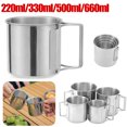thumbnail image 2 of Camping Mug Stainless Steel Coffee Cup Tourist Tableware Picnic Utensils Outdoor Kitchen Equipment Cooking Set Cookware Hiking 330ML, 2 of 6