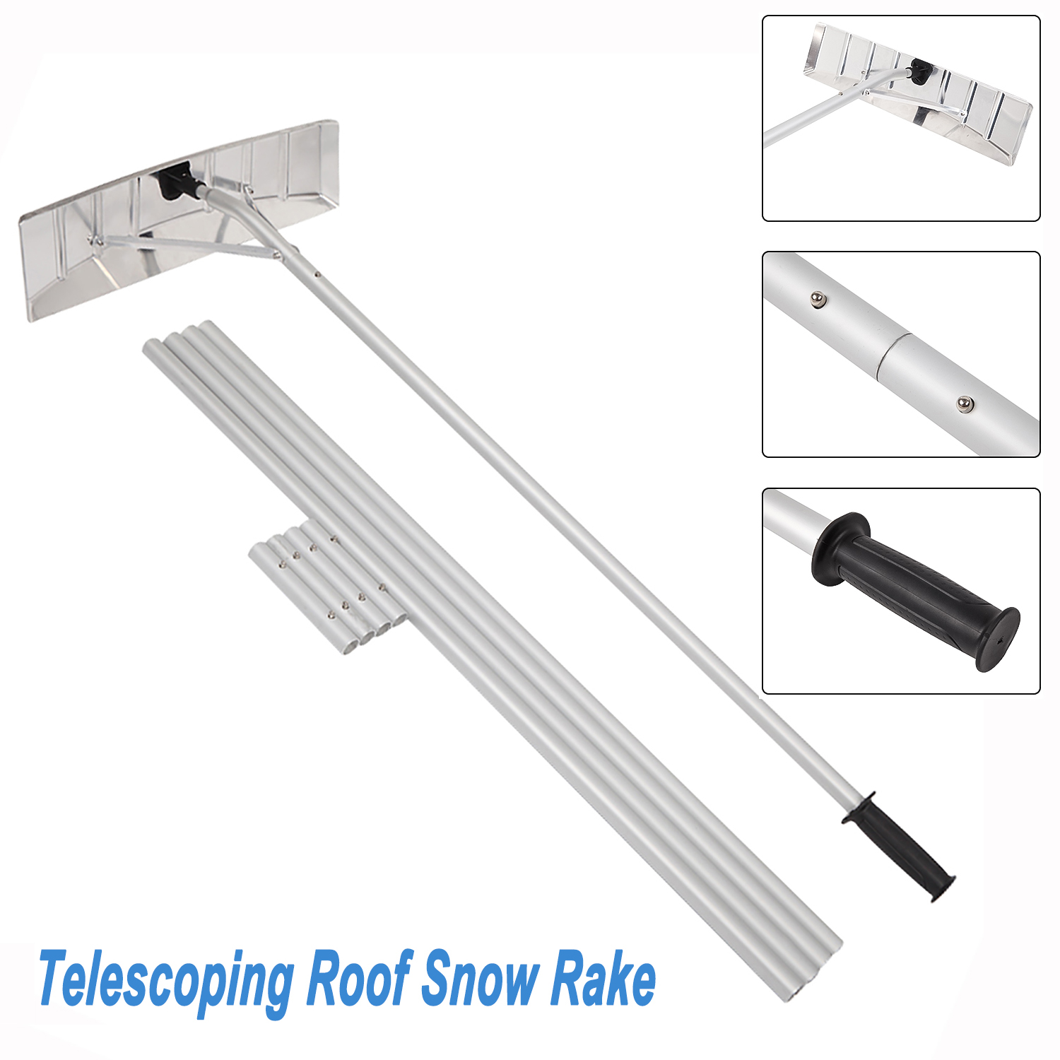 Roof Rake for Snow Removal, 5FT20FT Telescoping Snow Roof Rake with