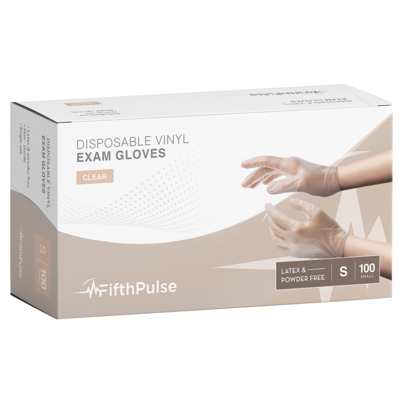 Fifth Pulse Vinyl Gloves, Multifunction Medical Grade Exam, Kitchen Gloves, All-Purpose Industrial Disposable Gloves Latex Free, Powder Free - Clear - Box of 100 Gloves (Small)