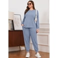 thumbnail image 3 of SHOWMALL Women's Plus Size 2 Piece Lounge Set Long Sleeve Top and Drawstring Jogger Pants Sweatsuit with Pockets, 3 of 8