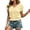 Yellow, variant on Womens Work T Shirts Tops Short Sleeve Knit V Neck Cropped Casual Trendy Shirts