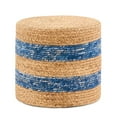 thumbnail image 6 of IVV Handcrafted Water Hyacinth Foot Stool, Modern Bohemian Round Ottoman for Seating, Meditation, Home Decor, 17.7"Dia x 15.7"H (Natural & Blue), 6 of 6