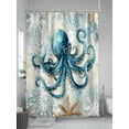 thumbnail image 5 of Shower Curtain Octopus Starfish Shower Curtains for Bathroom, Waterproof Polyester Shower Curtain Set with Hooks, Stall Long Size 54"x78" Marine Life, 5 of 6