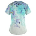 thumbnail image 3 of Susanny Print Scrub Tops Women Floral Nurse Uniform Graphic with Pockets Scrubs Print Short Sleeve Nurses Holiday Clearance Scrub Tops Cyan 2XL, 3 of 3