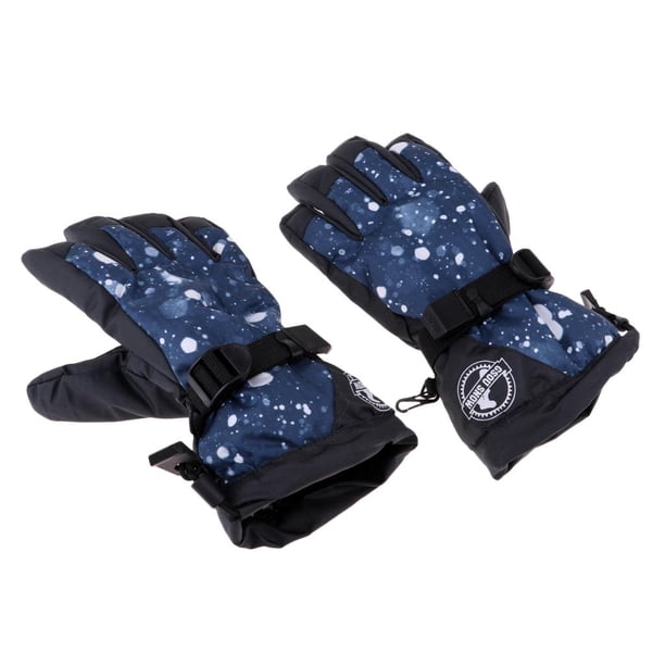 Guantes De Esquí Para Hombre, Para Mujer, Guantes Impermeables Y Cálidos Con Aislamiento Para El Deporte De Invierno En Climas Fríos: Seleccione Color Flor de azul l Soledad Guantes de nieve para esquí