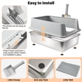 thumbnail image 2 of Kovryx Cat Litter Box Stainless Steel Metal Litter Box with Lid, 23" x 14.6" x 9.8", XL with Scoop & Mat, 2 of 7
