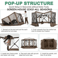 thumbnail image 6 of COBIZI 12x12 Pop Up Canopy Gazebo, Outdoor Canopy Tent Screen House with 5 sidewalls and Netting for Camping, Waterproof, UV Resistant, Ez Set-up Party Tent with Carrying Bag and Ground Stakes,Brown, 6 of 13