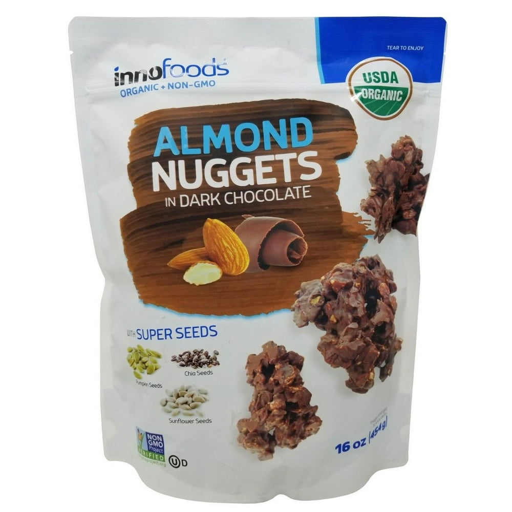 Innofoods Organic Almond Nuggets in Dark Chocolate with Super Seeds 16