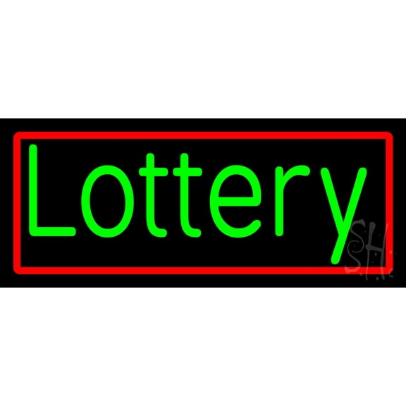 Green Lottery LED Neon Sign 6 x 15 - inches, Black Square Cut Acrylic Backing, with Dimmer - Bright and Premium built indoor LED Neon Sign for Defence Force.