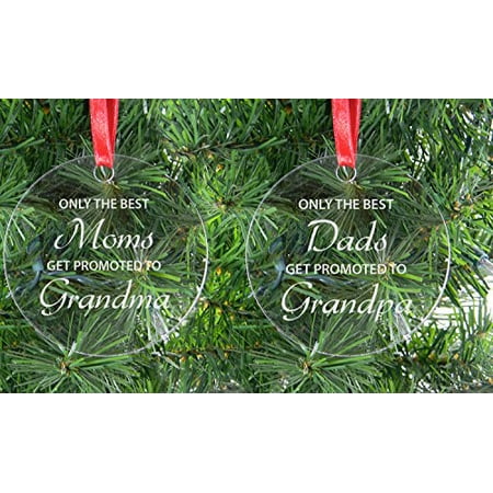 Only The Best Dads/Moms Get Promoted To Grandpa/Grandma - Grandparents - Clear Acrylic Christmas Ornament - Great Christmas for