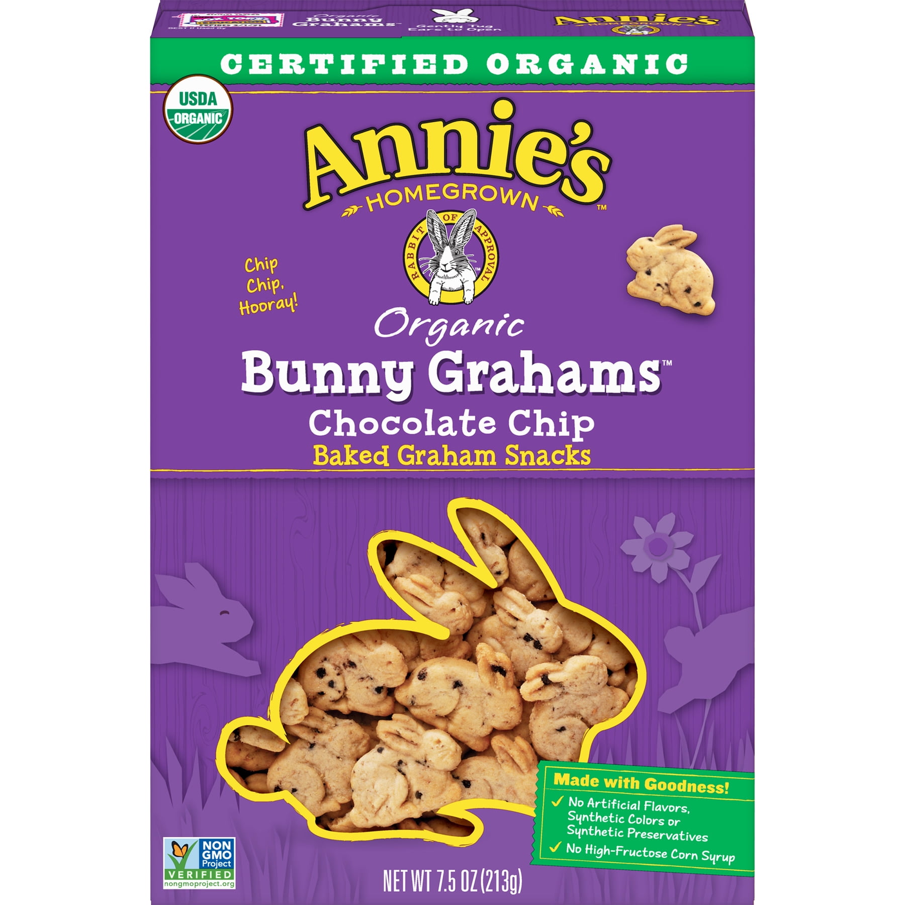 Annie's Chocolate Chip Bunny Grahams Whole Grain Snacks, 7.5 oz