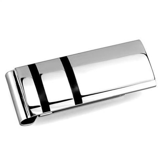 Men High Polished Stainless Steel Money Clip with No Stone in No Stone