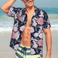 thumbnail image 7 of Sikiie Rose Flowers Print Men's Hawaiian Shirt, Summer Beach Button Pocket Short Sleeve T-Shirt,3X-Large, 7 of 7