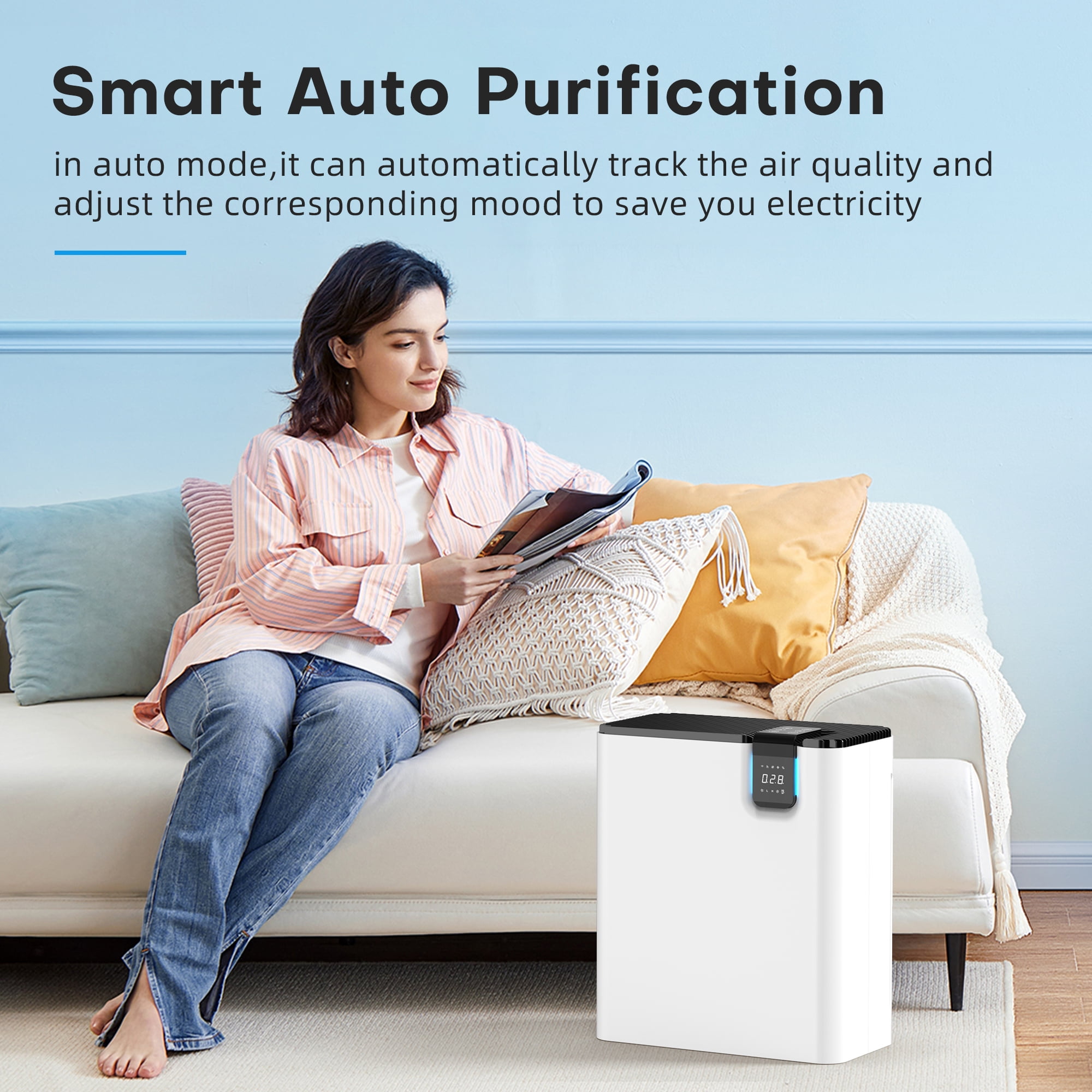 ALROCKET Air Purifier,Hepa Air Purifier for Home Large Room up to 2100 Sq.Ft,with Air Quality Sensor Auto Mode,Smart Air Cleaner for Smoke, Pollen, Dust Reducer