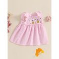 thumbnail image 3 of ZINTAOZT Baby Girl Stripe Summer Dress Ruffle Sleeveless Bunny Embroidery Loose Dress Toddler Easter Vacation Dress, 3 of 8