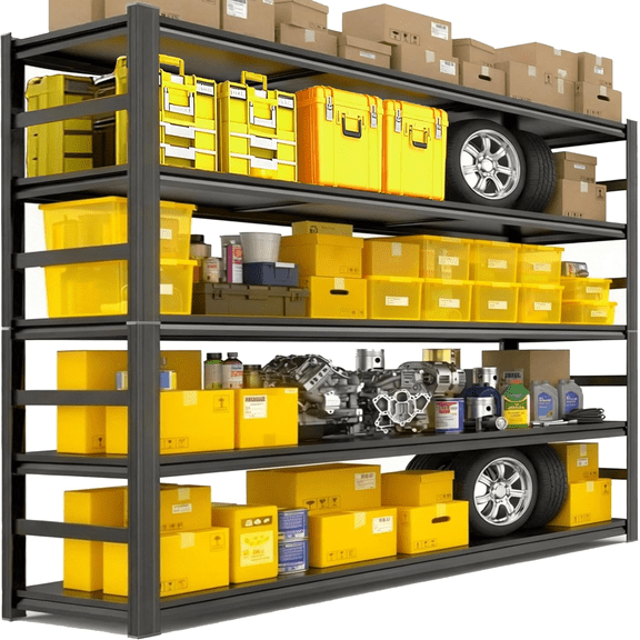 5-Tier Metal Garage Shelving Unit, 87"H Heavy Duty Adjustable Storage shelves, Steel Shelving, 3000 lbs Capacity, Industrial Shelves for Heavy Tools and Equipment, Ideal for Garage, Basement