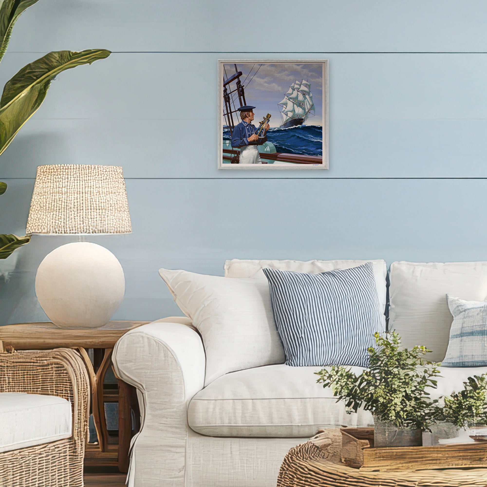Flying Cloud Sailing Ship Gray Framed Giclee Art, design by Wind River Studios