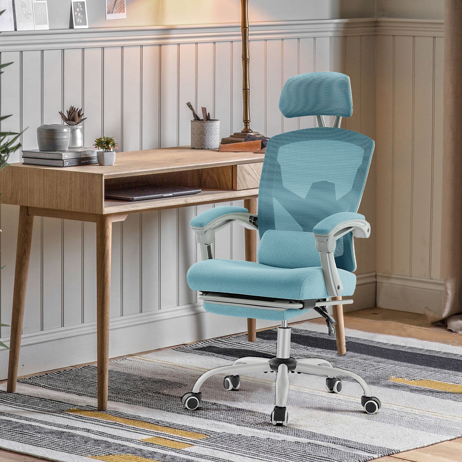 JOINSUN Ergonomic Office Chair, High Back with Adjustable Lumbar Support, Headrest, Footrest, Blue