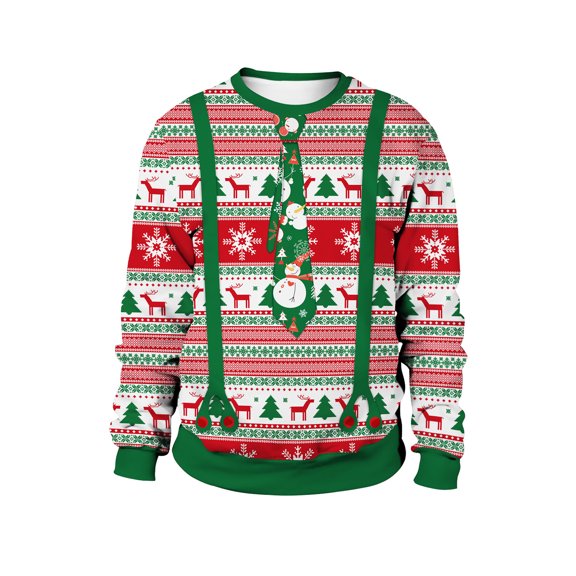Aoochasliy Mens Hoodies Pullover Christmas Clothes Xmas Pullover Casual Loose Tops Xmas Day Long Sleeve Round Neck Sweater
