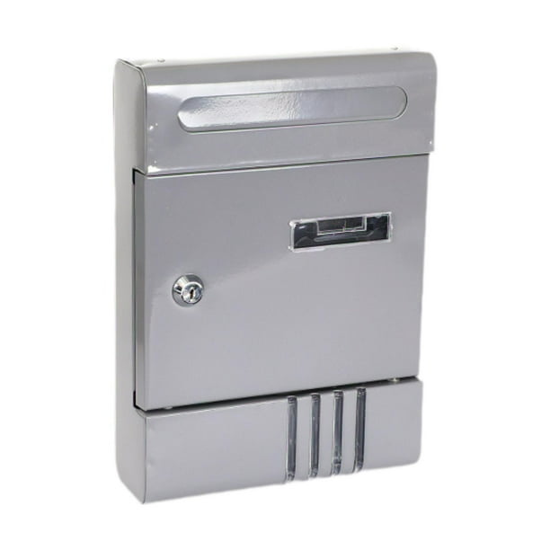 Buzones de pared para buzón exterior con cerradura, 2 llaves y soporte para sobres Gris