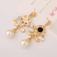 thumbnail image 4 of Grandest Birch Evening Party Women Metal Palace Floral Faux Pearl Statement Stud Earrings Gift Alloy, Faux Pearl Black, 4 of 6