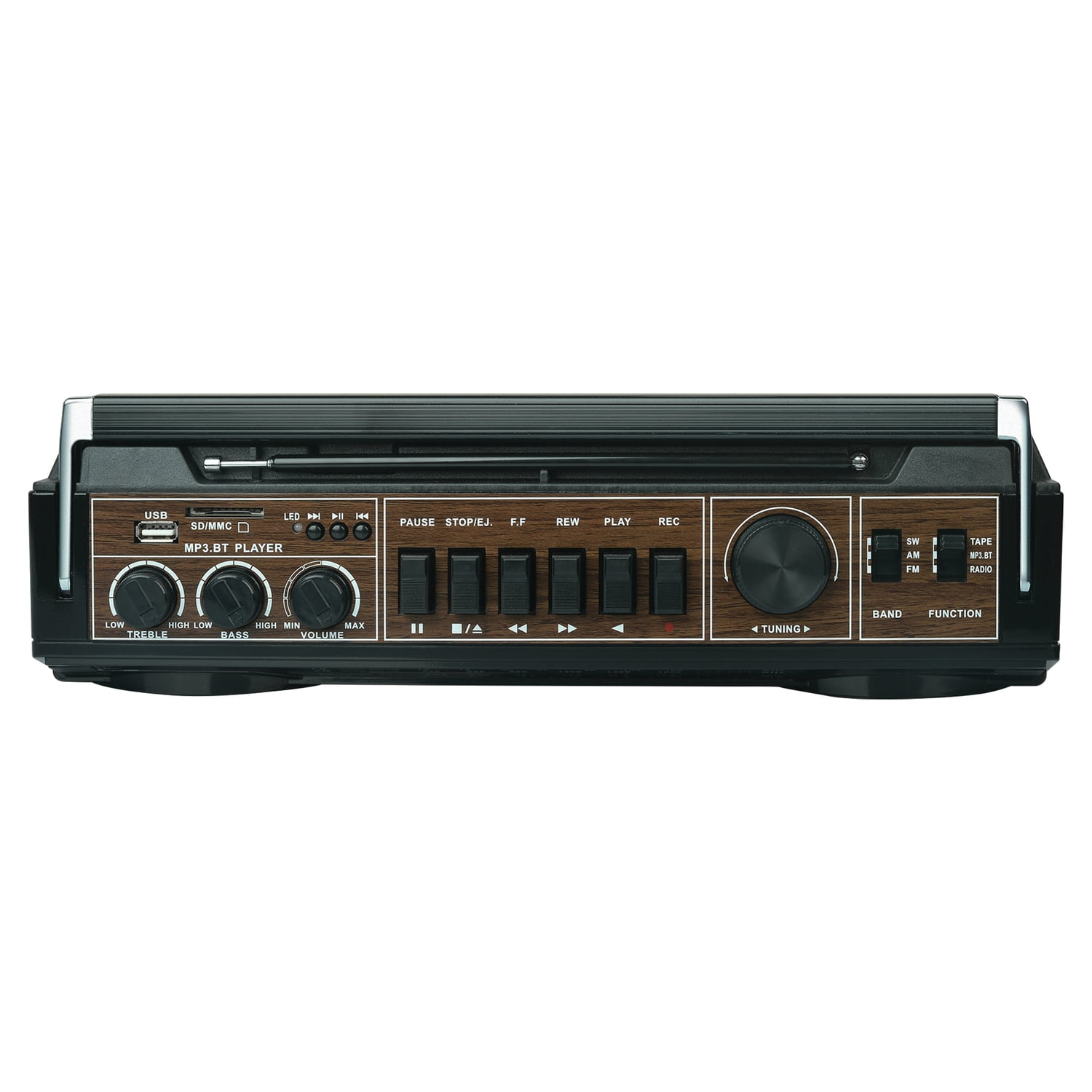 Audiobox Cassette Player & Recorder W/ Bluetoooth AM/FM/SW Radio /USB/SD Red 