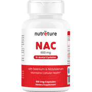 Nutreture NAC N-Acetyl Cysteine Supplement with Selenium & Molybdenum, 600mg, 100 Capsules