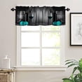 thumbnail image 3 of Blue Wine Valance, Romantic Teal Rose Flower Grape Country Farm Vintage Rustic Cellar Wooden Print Short Window Treatments for Kitchen Cafe Bedroom, 54x18in, 3 of 5