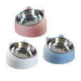 thumbnail image 1 of 3Pcs Pet Feeder 15 Degree Raised Single Bowl for Cat Dog Pink and White and Blue Yuyangstore Cuencos para gatos, 1 of 8
