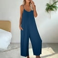 thumbnail image 2 of GILIGEGE Women Casual Overalls Jumpsuits Loose Sleeveless Spaghetti Strap Wide Leg Long Pants Romper with Pockets Women's Loose Jumpsuits Strap Stretchy Long Pant Romper Jumpsuit with Pockets, 2 of 6