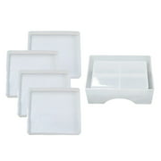 Sehao 4Pcs Silicone Molds for Epoxy Resin with Storage Box Mold for Diy Resin, Cup Mat Silicone