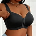 thumbnail image 6 of Feancey Plus Size Bras for Women Front Closure Everyday Brassiere Anti-Sagging High Support Wireless Bras Wide Strap Casual Full Coverage Bra Black L, 6 of 9