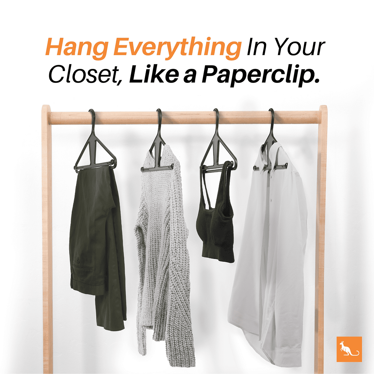 Kangaroo 100% Recycled High-Strength Charcoal Clothing Hanger - 5 Pack for Pants, Shirts, Jackets
