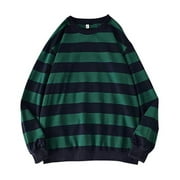 Mchoice Unisex Long Sleeve Blouses,Autumn Winter Round Neck Stripe Sweatshirt Pullover Tops Long Sleeved Blouse