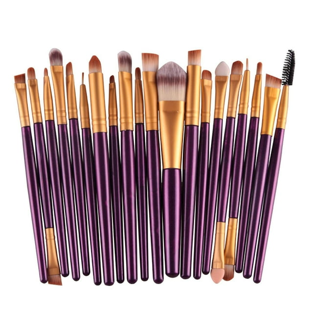 Set de brochas de maquillaje HUOGUO, 20 unidades, base y delineador de cejas