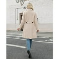 thumbnail image 4 of PUWEI Women's Casual Lapel Collar Wool Coat Double Breasted Elegant Peacoat with Pockets, 4 of 7