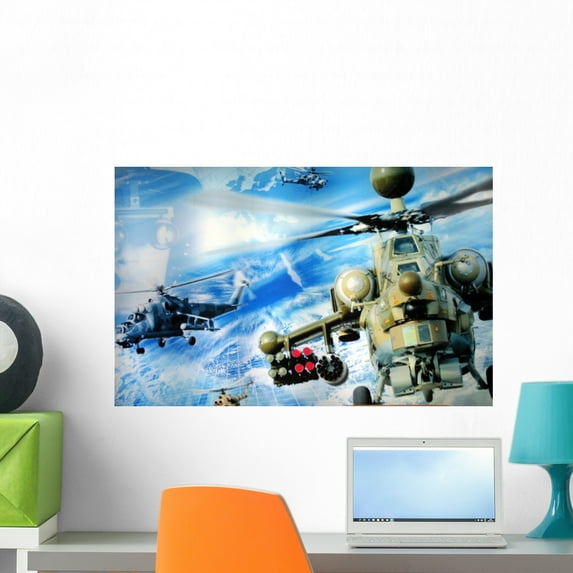 Russian Helicopter Wall Mural Wall Mural by Wallmonkeys Peel and Stick Graphic (24 in W x 15 in H) WM8048