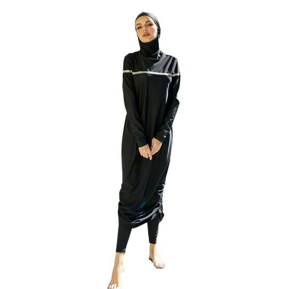YEUHTLL Ladies Muslim Swimwear Bikini Long Sleeve Elastic Conservative Sports Beachwear Bathing Suit Three Pieces Swimsuit Set