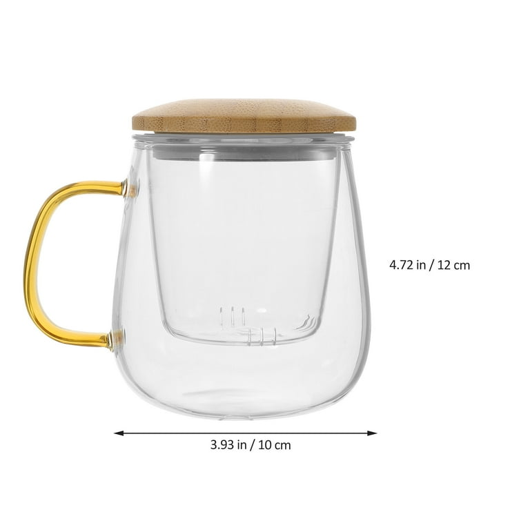 Coffee Tea Mug With Infuser Filter And Lid Transparent Water Clear Glass Cup  Set