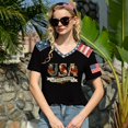 thumbnail image 4 of JULMCOMO 4th of July Shirts Women Red White Blue V Neck 250th Anniversary Tops Patriotic Short Sleeve American Flag T Shirts Black XL, 4 of 6