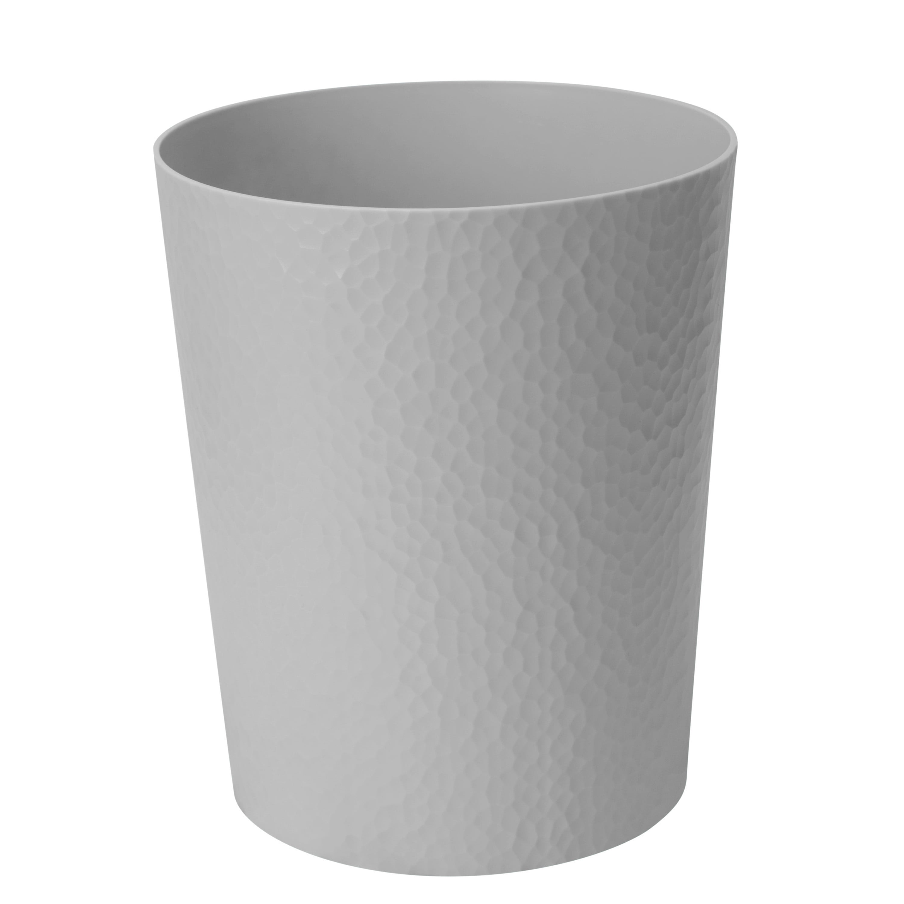 Bath Bliss 2 Pack 10 Liter Hammered Textured Bathroom Trash Can Wastebasket, Pewter