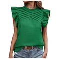 thumbnail image 2 of Stock Limité, Haut Sans Manches à Épaules Plissées et Col Rond Uni pour Femmes, Coupe Décontractée, Matériau Extensible, Usage Quotidien, Confortable, pour le Travail/la Tenue Sportive et Élégante, Sopatenor, 2 of 9